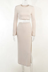 Schickes zweiteiliges Langarmkleid mit Seitenschlitz